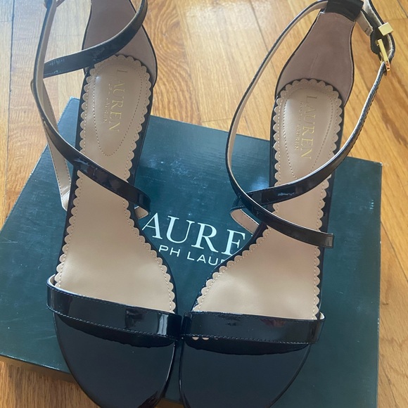 New!🔥 Lauren Ralph Lauren Paten Black Sandals 8.5 - Picture 6 of 8